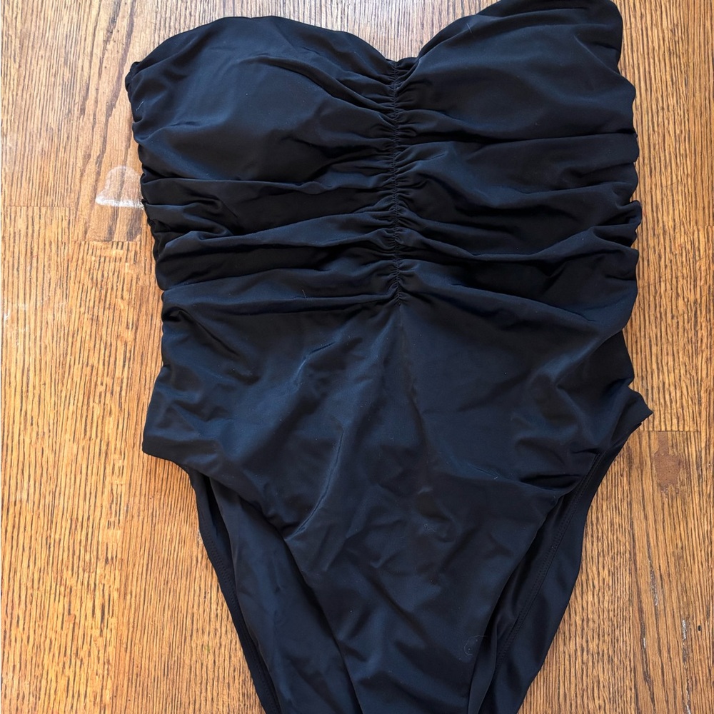 Black Ruched One-Piece Swimsuit
